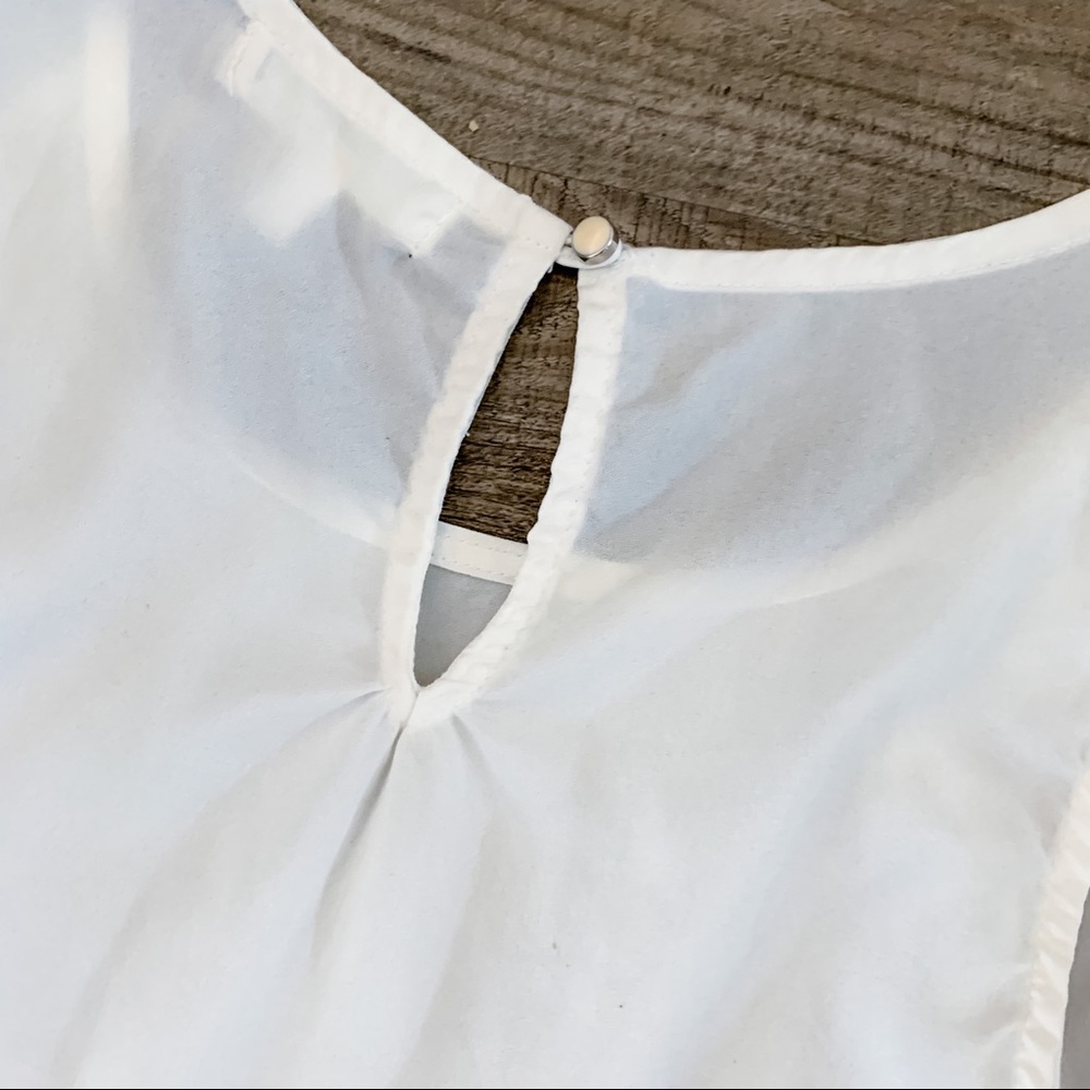 White Fringe Tank Top Blouse Medium - Picture 3 of 6